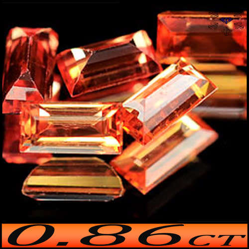 0.86ct Five Fancy Vivid Orange Sapphire - VVS - Matching Baguette Gem Parcel