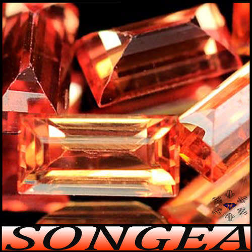 0.70ct Four Vivid Orange Fancy Sapphire - VVS - Parcel Matching Baguette Gems