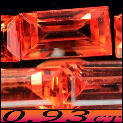 0.93ct Matching Vivid Orange Sapphire Gems - VVS - Five Songea Stepped Baguettes