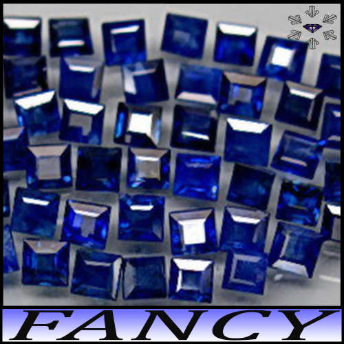 0.77ct Intense Blue Sapphire Parcel - VS - Eight Matching Madagascan Square Gems