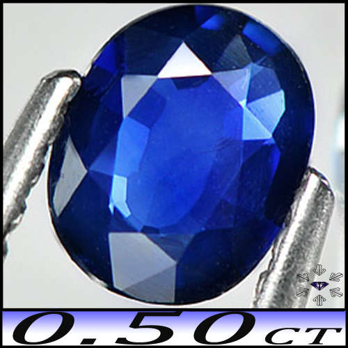0.50ct Intense Blue Sapphire Gem - SI - Eye Clean Fort Dauphin Oval