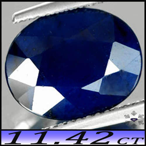 11.42ct Midnight Deep Blue Opaque Sapphire - Stunning Madagascar Oval Gem (Diffusion)