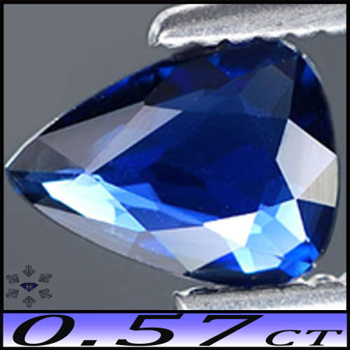 0.57ct Unheated Intense Blue Sapphire - VVS - Tanzanian Dodoma Pear Gem