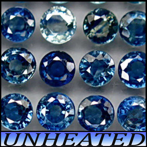 0.97ct Five Medium Blue Ceylon Sapphire - VVS - Unheated Matching Brilliant Rounds