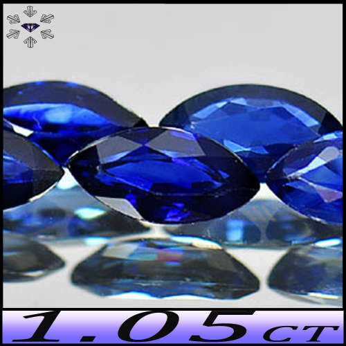 1.05ct Two Natural Deep Blue Sapphire - VS - Matching Pair Thailand Marquise