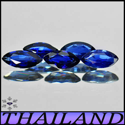 0.96ct Pair Natural Deep Blue Sapphire - VS - Two Matching Thailand Marquise