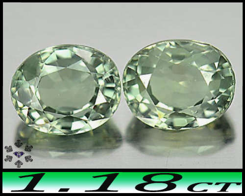 1.18ct Two Gem Medium Green Sapphire - VS - Pair Natural Sri-Lanka Fancy Faceted Ovals