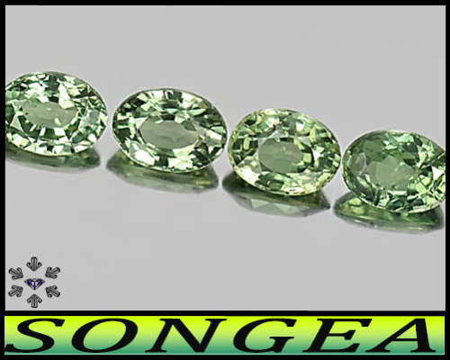 1.05ct Pair Matching Green Calibrated Sapphire - VS - Two Songea Modern Mix-Facet Ovals