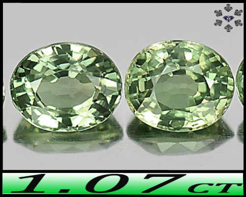 1.07ct Pair Intense Green Calibrated Sapphire - VVS - Two Matching Songea Modern Oval Gems