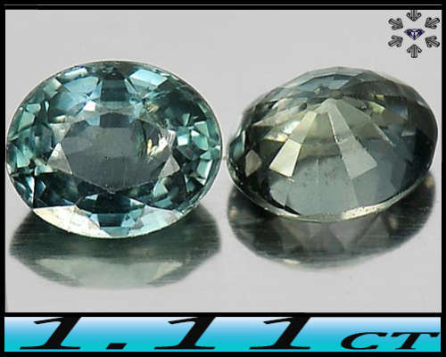 1.11ct Two Ceylon Fancy Greenish Blue Sapphire - SI - Sri-Lanka Matching Oval Pair
