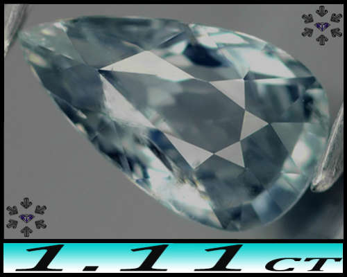 1.11ct Fancy Light Greenish Blue Sapphire - SI - Unheated Natural Sri-Lanka Pear Gem