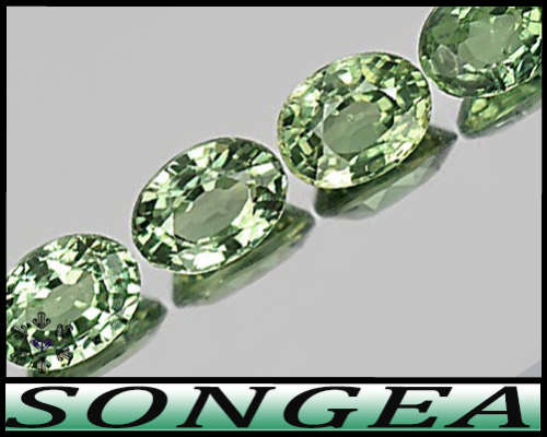 1.03ct Two Natural Medium Green Sapphire Gems - VS - Pair Modern Mixed Facet Tanzania Ovals