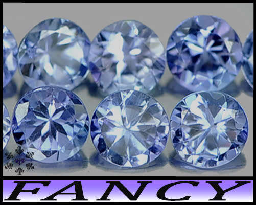 1.25ct Matching Violet Intense Blue Tanzanite Gems - VVS - Six Arusha Diamond Facet Rounds