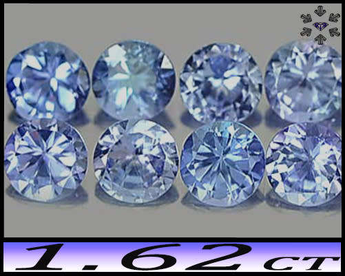 1.62ct Violet Intense Blue Tanzanite Parcel - VVS - Ten Matching Brilliant Round Gems