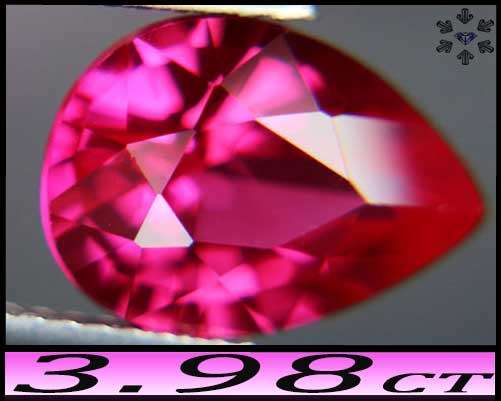 3.98ct Flawless Vivid Pink Sapphire - VVS - Modern Pear (Synthetic Corundum)