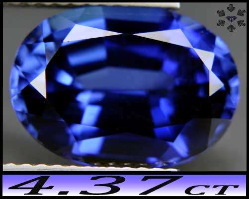 4.37ct Intense Blue Sapphire - VVS - Fancy Oval (Corundum Synthetic)