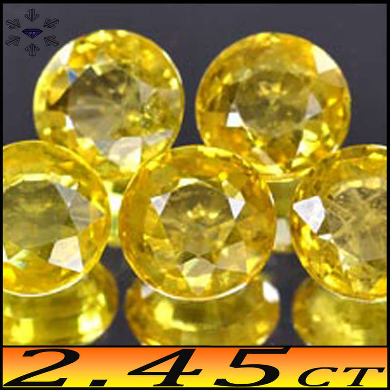 2.45ct Five Brilliant Yellow Songea Sapphire - SI - Matching Parcel Round Gems (Heated)