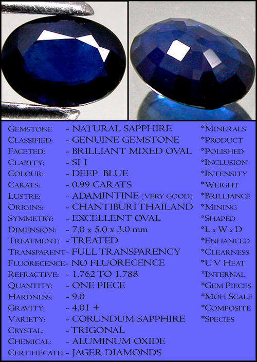 FROM R1-00 UP a NATURAL BRILLIANTLY MAGNIFICENT MIDNIGHT BLUE SAPPHIRE GEMSTONE POLISHED IN AN OVAL.
