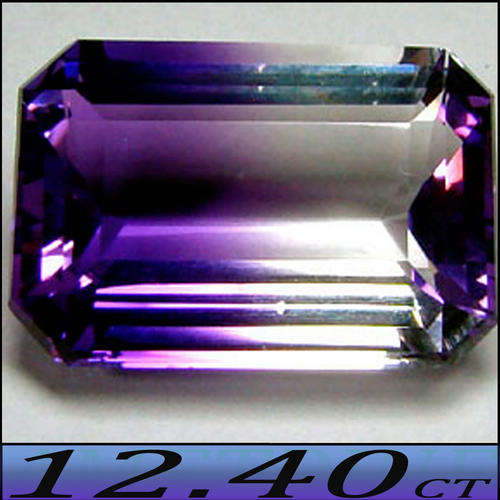 14.20 CT AMETRINE QUARTZ VIOLET BLUE TO PURPLLE TO TAINTED WHITE EMERALD GEMSTONE.