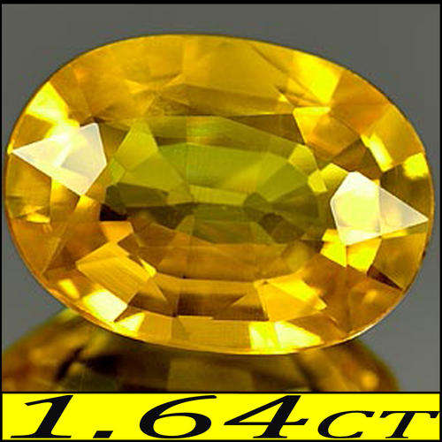 1.64 CT NATURAL GOLDEN YELLOW SAPPHIRE GEMSTONE POLISHED OVAL FROM BANGKAJA.