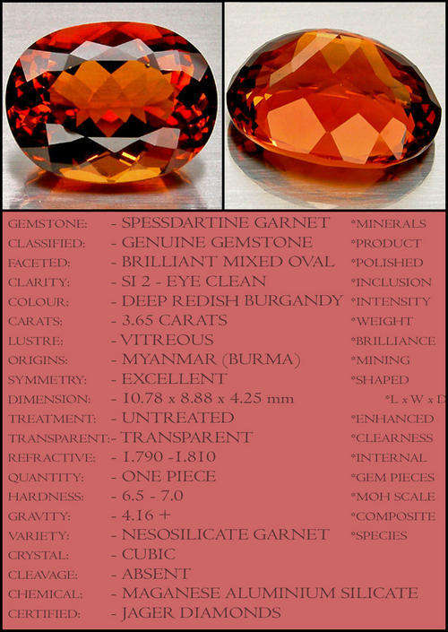 3.65 CT NATURAL DEEP RED BURGANY GARNET GEMSTONE POLISHED IN A MODERN OVAL.
