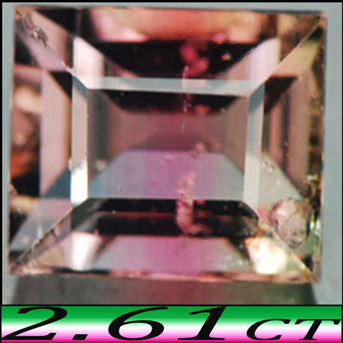 2.61 CT WATERMELON TOURMALINE, NATURAL BI COLOUR ORANGE AND PINK RECTANGLE POLISHED GEMSTONE