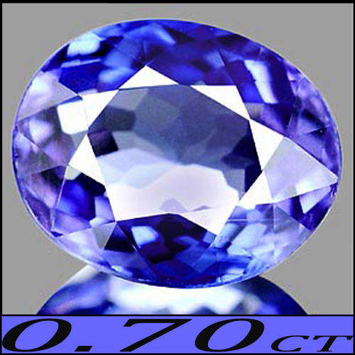 0.70 CT ELEGANT FLAWLESS NATURAL D-BLOCK VIOLET BLUE TANZANITE GEMSTONE POLISHED IN A PRISTINE OVAL.