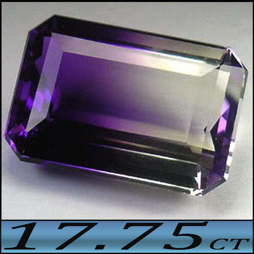 17.75 CT VIVACIOUS AMETRINE, VIOLET PURPLE TO CRYSTAL CLEAR WHITE EMERALD POLISHED QUARTZ.