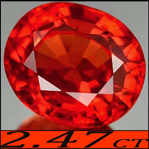 2.47 CT SMOULDERING ORANGEY RED SONGEA SAPPHIRE OVAL POLISHED NATURAL GEMSTONE.