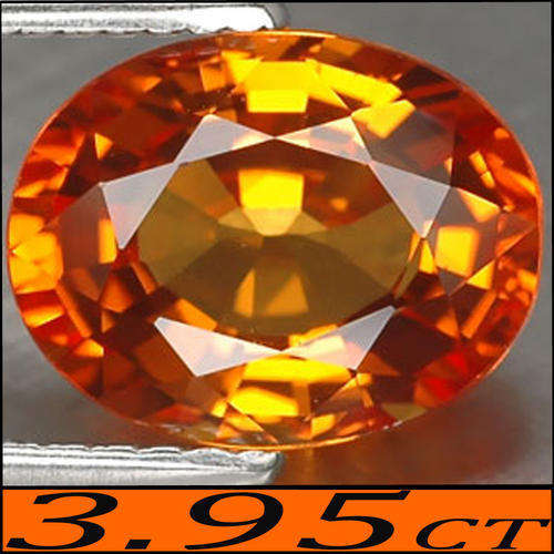 3.95 CT AMAZING AFRICAN SUNSET IN THIS NATURAL ORANGE SONGEA SAPPHIRE, A CLEAN OVAL GEMSTONE. 
