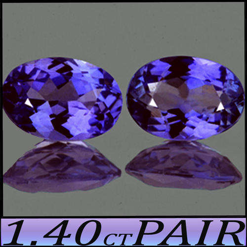 1.40 CT BRILLIANT OVAL, PAIR (0.70CT X2)  AAA +++ POLISHED TANZANITE SIMULANTS (THREE TO GO)