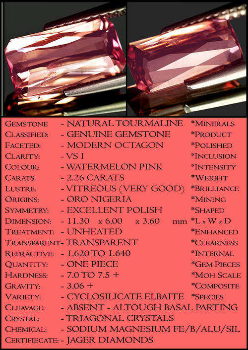 2.26 CT NATURAL 100% UNTREATED WATERMELON TOURMALINE, A LIP SMACKING SCISSOR POLISHED GEMSTONE.
