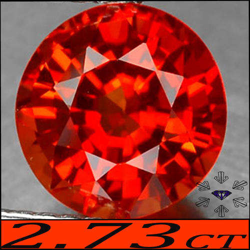 2.73 CT SCINTILLATING RED ORANGE SONGEA SAPPHIRE, A ROUND POLISHED GEMSTONE.