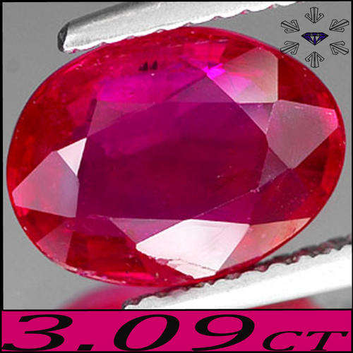3.09 CT NATURAL CLEAN TOP RED PINK RUBY, AN OVAL POLISHED GEMSTONE FROM MOZAMBIQUE.