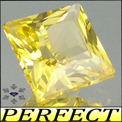 2.00 CT INTENSE YELLOW BRILLIANT PRINCESS DIAMOND SIMULANT, PRECISION MACHINE POLISHED.