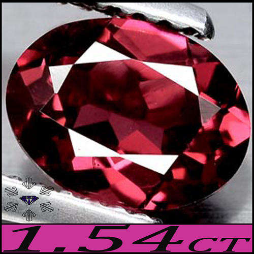 1.54 CT NATURAL RAVISHING PURPLE RED PYROPE RHODOLITE GARNET, A CLEAN OVAL GEMSTONE FROM MADAGASCAR.