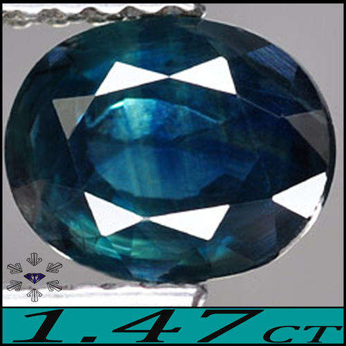1.47 CT DEEP BLUE GREEN GORGEOUS SAPPHIRE, AN EYE CLEAN NATURAL OVAL GEMSTONE.