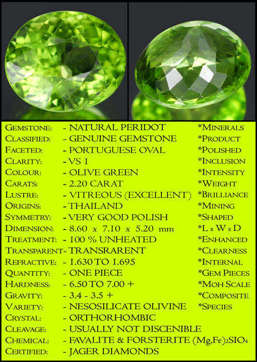 2.20 CT BRIGHT VIRGIN OLIVE GREEN NATURAL PERIDOT, A PORTUGUESE OVAL POLISH THAI GEMSTONE.