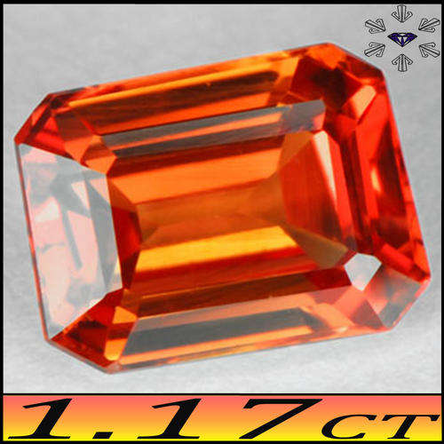 1.17 CT PADPARADSCHA ORANGE LOTUS BLOSSOM CLEAN NATURAL OCTAGON POLISHED SAPPHIRE GEMSTONE.