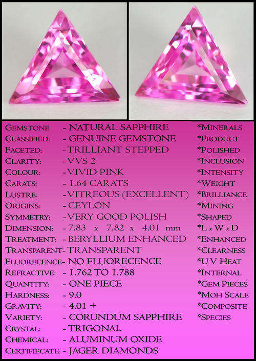1.64CT TWINKLING TRILLIANT VIVID PINK CEYLON SAPPHIRE, A LOOP CLEAN GEMSTONE.