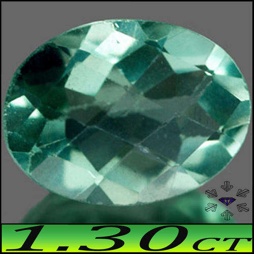 1.30 CT CLEAN GREEN FLUORITE GEMSTONE FROM BRAZIL, A CALIBRATED OVAL CHECKERBOARD.