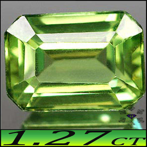 1.27 CT UNHEATED NATURAL APPLE GREEN APATITE GEMSTONE POLISHED IN AN OCTAGON.