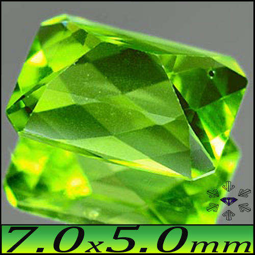 BRIGHT GREEN CHECKERBOARD OCATAGON POLISHED PERIDOT GEMSTONE.