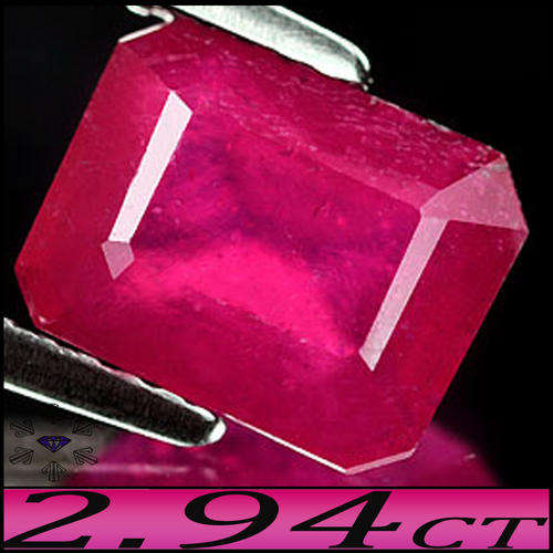2.94CT RUBY [VS] - PURPLISH RED NATURAL OCTAGON POLISHED GEMSTONE FROM MADAGASCAR..