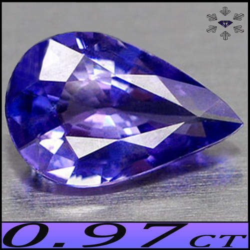 0.97 CT TANZANITE [SI] - A RARE VIVID VIOLET COLOURED NATURAL PEAR POLISHED TANZANIA GEMSTONE.