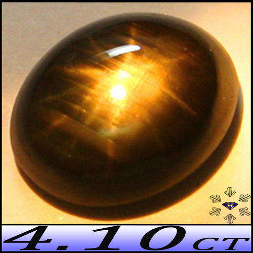 4.10CT RARE UNTREATED 12-RAY STAR SAPPHIRE ~ STUNNING GOLDEN METALLIC NATURAL CABOCHON OVAL