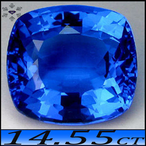 14.55CT TANZANITE BLUE COLOURED QUARTZ, A MAGNIFICIENT MULTI  FACETED CUSHION GEMSTONE.