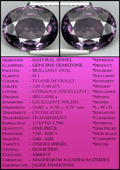 GEM TITANIUM PURPLE SPINEL, A CLEAN  UNHEATED OVAL SRI LANKAN GEMSTONE.
