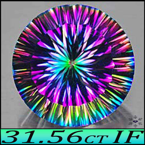 VIVID RED AND PURPLE MYSTIC RAINBOW QUARTZ, FIRE GREEN CONCAVE POLISHED OVAL.