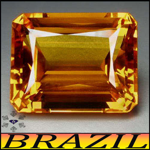 14.47CT CITRINE [IF] ~ GOLDEN YELLOW OCTAGON EMERALD POLISHED BRAZILIAN GEMSTONE.